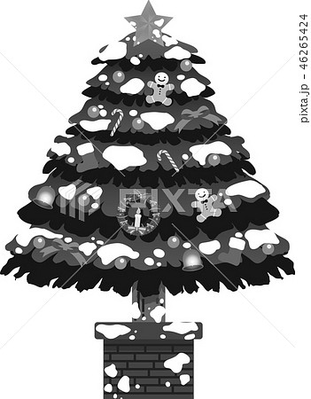 クリスマスツリー 豪華 モミの木 雪 冬 12月 イラストのイラスト素材