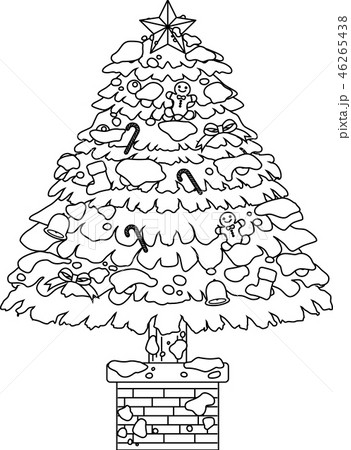 クリスマスツリー 豪華 モミの木 雪 冬 12月 イラストのイラスト素材