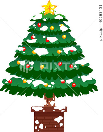 クリスマスツリー 豪華 モミの木 雪 冬 12月 イラストのイラスト素材