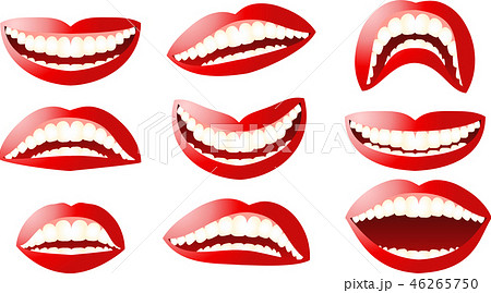 口 唇 女性 歯 健康的 口紅 イラストのイラスト素材