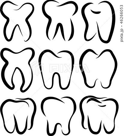 歯 線画 デンタルケア ロゴマーク スタイリッシュ イラストのイラスト素材