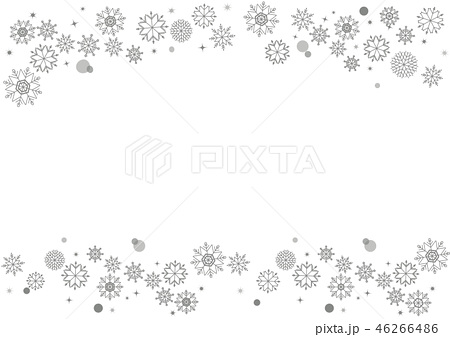 雪の結晶 シンプル冬のフレーム シルバー のイラスト素材 46266486 Pixta