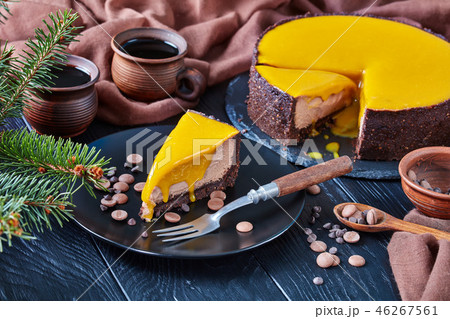 close-up of a piece of a cheesecake 46267561
