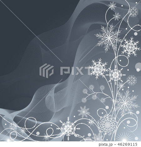 Beautiful winter pattern made of snowflakes on gray background 46269115