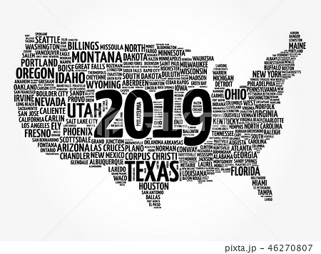 2019 year USA Map word cloud 46270807