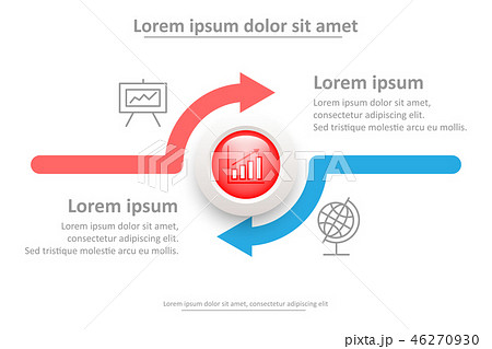 3D Red marble circle with two color arrows 46270930