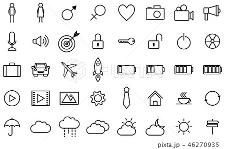 Simple variety outline icon set Simple variety outline icon set 46270935