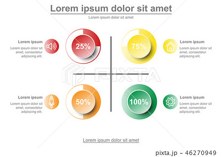 3D paper circle with colorful percentage level 46270949