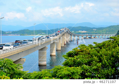 角島の渋滞の写真素材