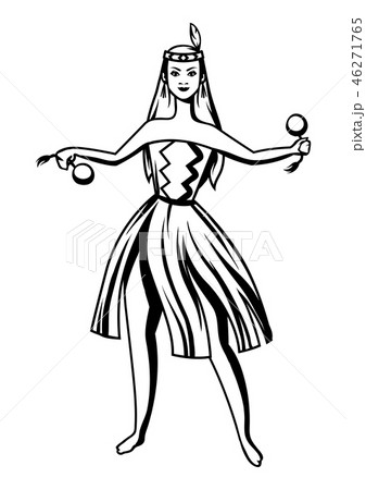 Black and white maori girl dancing.  46271765