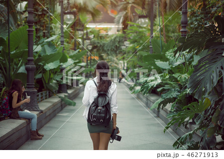 Beautiful Tourist Woman in the Train Station. 46271913