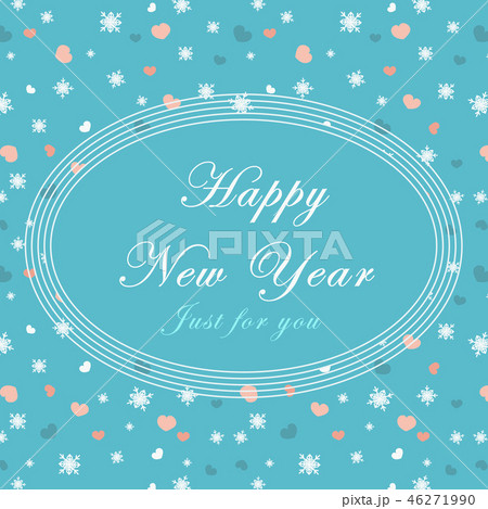 Greeting card design template with hearts and snowflakes. Happy New Year. Just for you Greeting card design template with hearts and snowflakes. Happy New Year. Just for you 46271990