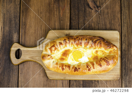 Ajarian khachapuri with cheese and egg 46272298