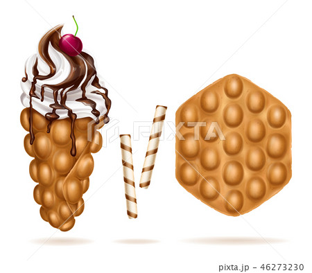 Vector Hong Kong or Belgian bubble waffles Vector Hong Kong or Belgian bubble waffles 46273230