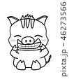 かわいく笑うイノシシ（ぬりえ） 46273566