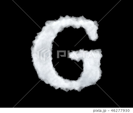 3d rendering of thick white cloud 'G' letter on black background 46277930