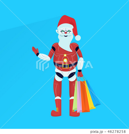 santa claus robot posing merry christmas happy new year holiday concept flat 46278258