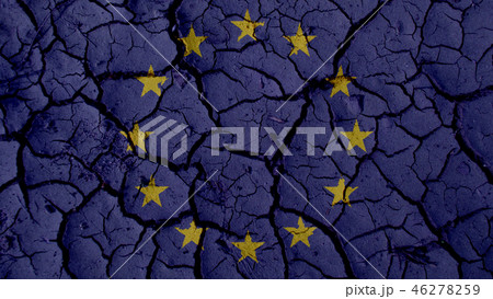 Political Crisis Concept: Mud Cracks With EU Flag Political Crisis Concept: Mud Cracks With EU Flag 46278259