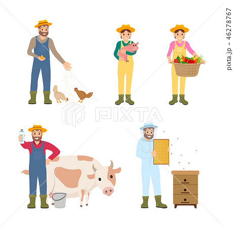 Beekeeper Harvesting Season Vector Illustration 46278767