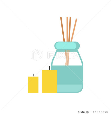 Sticks, Oil and Candles for Massage Cartoon Banner Sticks, Oil and Candles for Massage Cartoon Banner 46278850