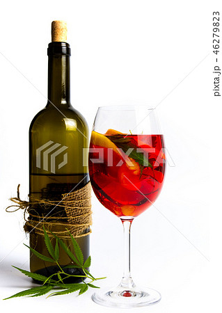 Red wine with marijuana isolated 46279823