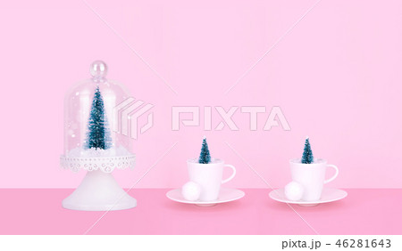 Creative Christmas design on pink pastel color background with Christmas tree. 46281643