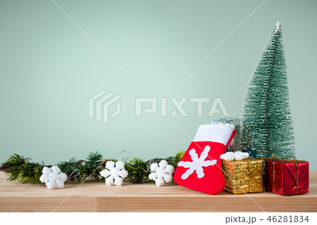 Christmas background 2019 of decorations on the table Christmas background 2019 of decorations on the table 46281834