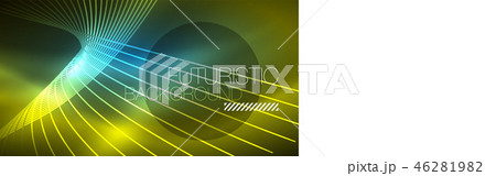 Neon glowing magic background, neon banner, night sky wallpaper. Magic light effect. Christmas 46281982