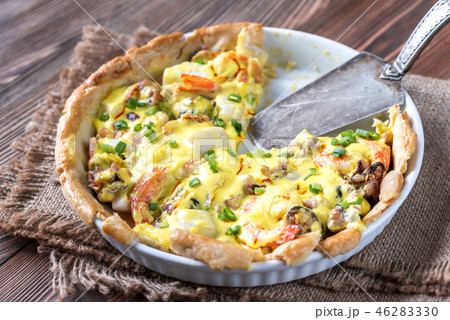 Seafood pie with saffron cream sauce 46283330