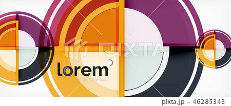 Modern geometric circles abstract background, colorful round shapes with shadow effects 46285343