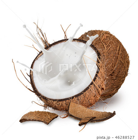 close-up of a coconuts with milk splash. 46288527