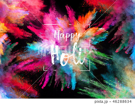 Colored powder explosion on black background. Colored powder explosion on black background. 46288634