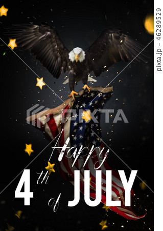 American feast 4th of July. Bald Eagle with American flag 46289529