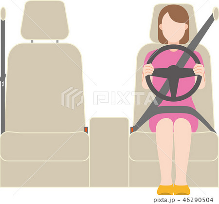 左ハンドルの車を運転する女性のイラスト素材 左ハンドルの車を運転する女性のイラスト素材