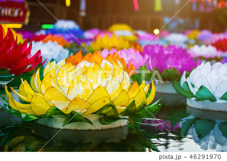 Beautiful kratong Made of foam is floating 46291970