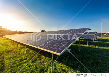 Solar panel on blue sky background Solar panel on blue sky background 46292465