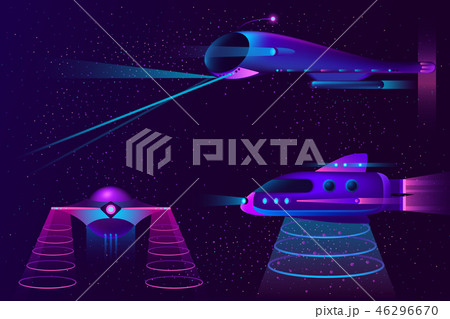 Vector collection of spaceships, UFO and aircraft 46296670