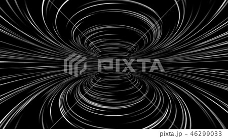 Turning black and white striped torus, inner view. 3D rendering 46299033