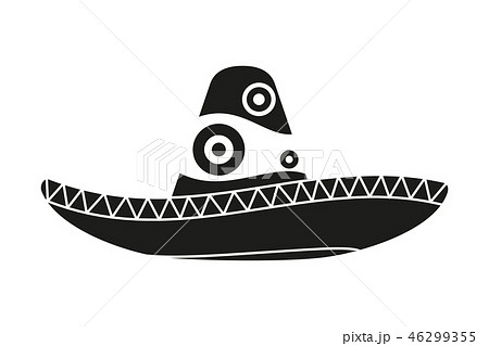 Black and white mexican hat silhouette. 46299355