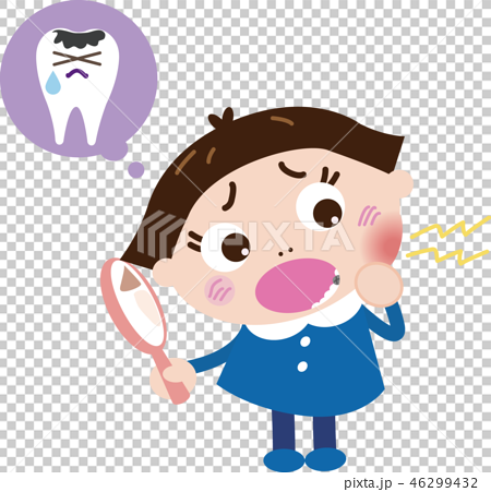 虫歯 女の子 病気17 のイラスト素材
