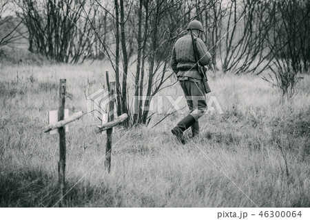 Soldier time of the World War 2 at the graves 46300064