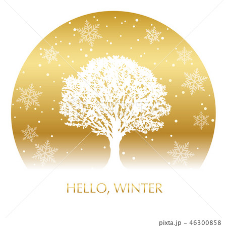 雪原の木　円形の背景 46300858