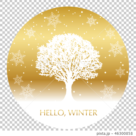 雪原の木　円形の背景 46300858