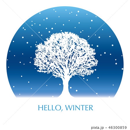 雪原の木　円形の背景 46300859
