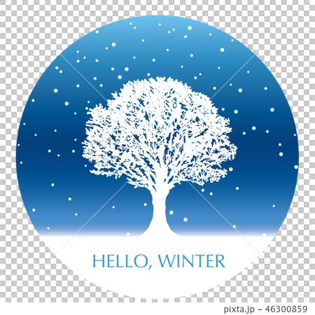 雪原の木　円形の背景 46300859