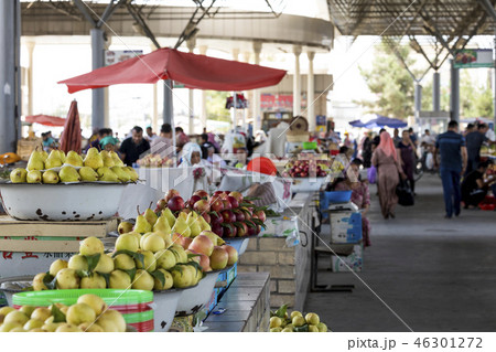 People at local fruit and vegetables bazaar People at local fruit and vegetables bazaar 46301272