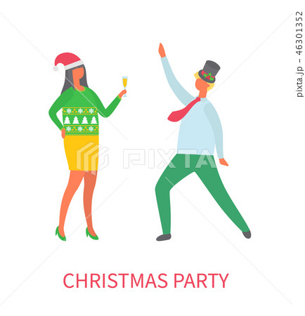Christmas Party Couple of Man and Woman Dancing 46301352