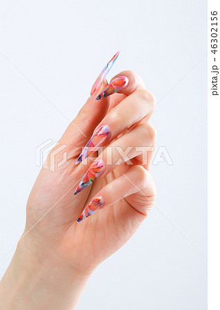 ネイルアート マニキュア 指の写真素材