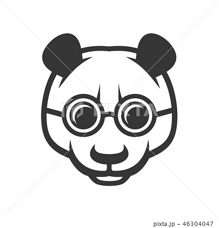 Cute Panda Face With Glasses Icon Logo Vectorのイラスト素材