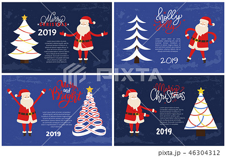 Merry Bright Greeting Card Santa Holding Hands Up Merry Bright Greeting Card Santa Holding Hands Up 46304312